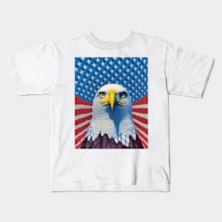 USA America Fourth of July Op Art Bald Eagle July 4th Kids T-Shirt